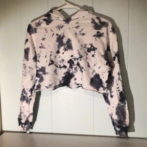 Kids Cropped Tie-Dye Hoodie - White & Blue